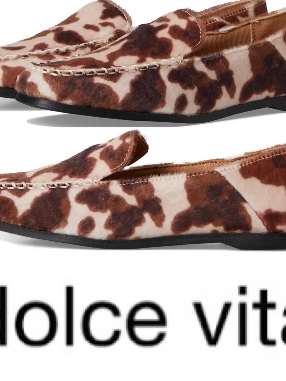 Dolce Vita Brown & Cream Cow-Print Loafers  Maxon❤️ NWOT Size 8